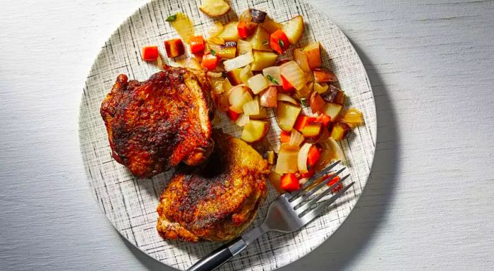 crispy skillet-seared chicken thighs