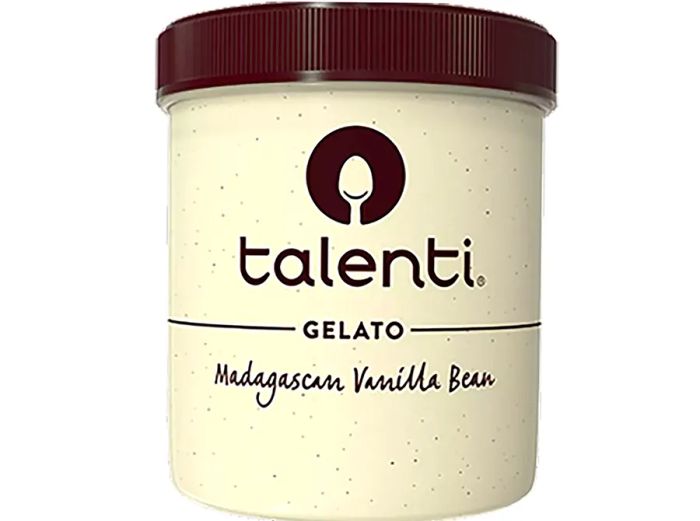 A front view of a pint of Talenti Gelato, Vanilla flavor