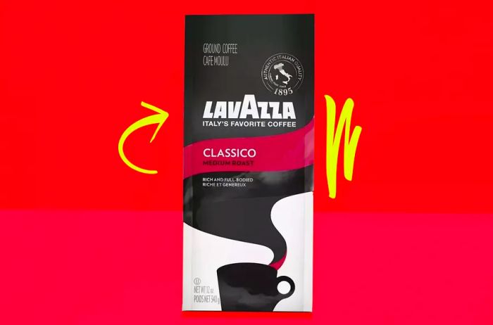 A bag of Lavazza coffee grounds