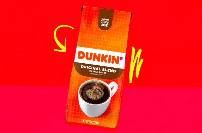 A bag of Dunkin' coffee grounds