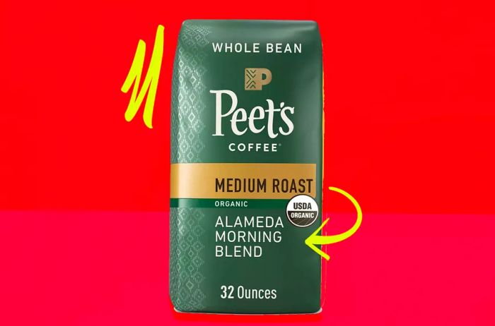 A bag of Peet's coffee grounds