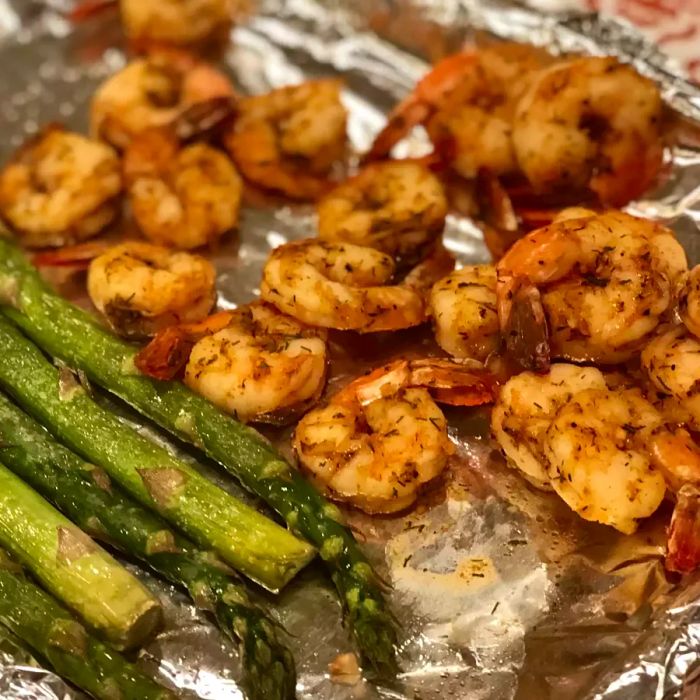 Sheet Pan Shrimp with Lemon Butter, Garlic, and Asparagus