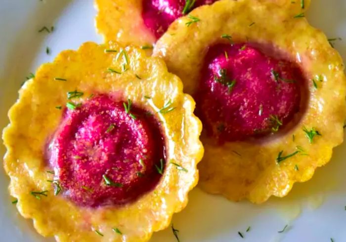 Beet and Goat Cheese Ravioli