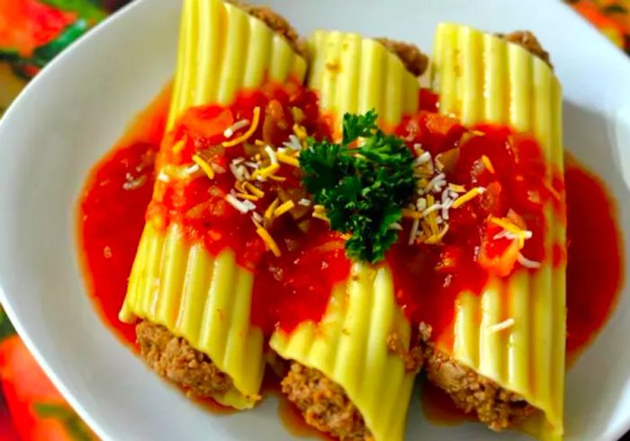 Microwave Mexican Manicotti