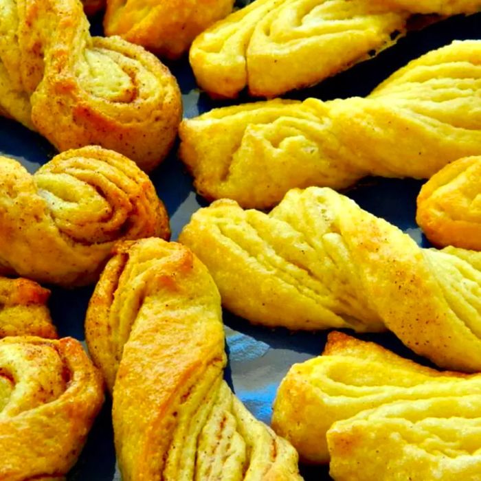 A top-down view of a plate filled with delicious German twists