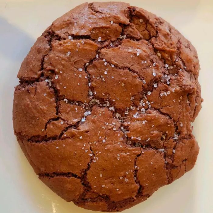 Close-up of a salted chocolate cookie