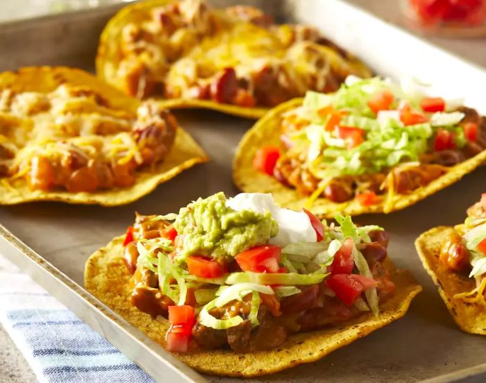 Baking tostadas on a sheet tray