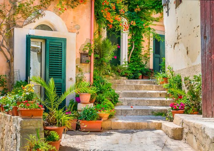 A picturesque street in Modica, Sicily.