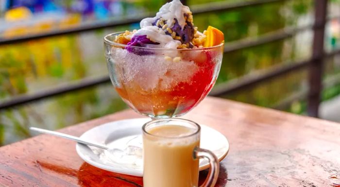 Halo-halo is a dessert famous for its dazzling array of colorful toppings, each one adding its own unique texture and flavor.