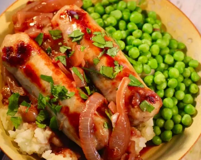 Classic Bangers and Mash with Onion Gravy