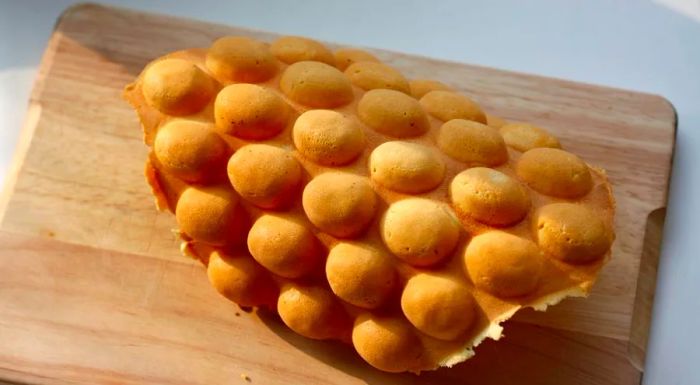 Hong Kong's egg waffles are crisp on the outside, with each bubble soft and airy inside.