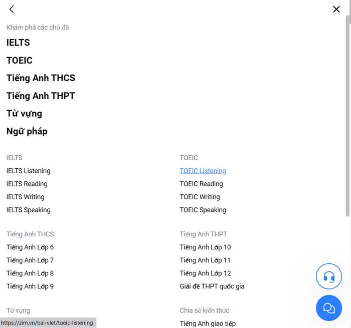 Bước 2: Truy cập vào mục Blog và chọn chuyên mục TOEIC Listening