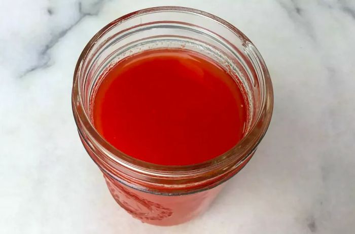 Tomato sauce stored in a jar