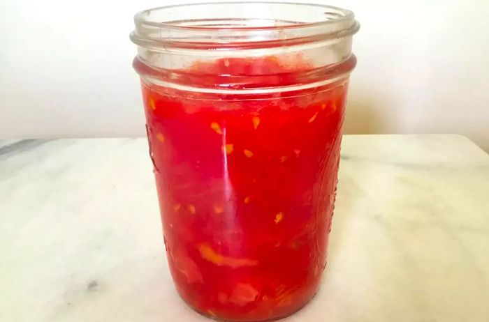 tomatoes stored in a jar