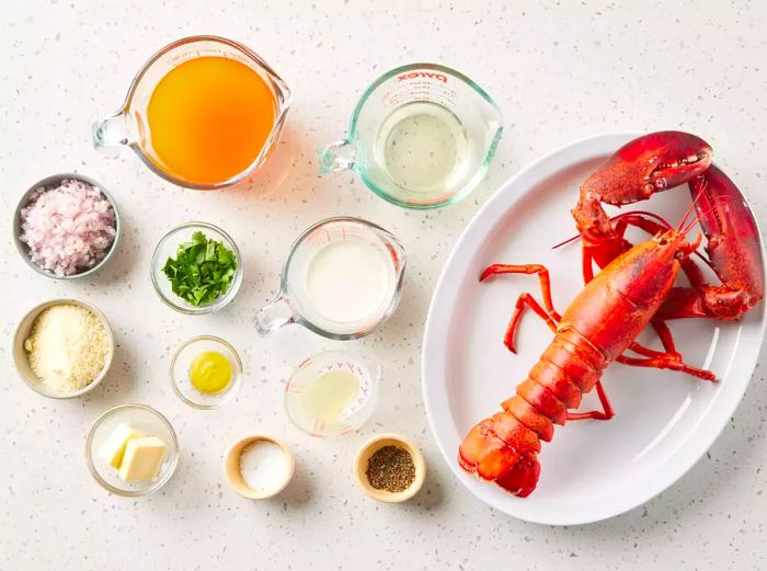 Ingredients for preparing Lobster Thermidor