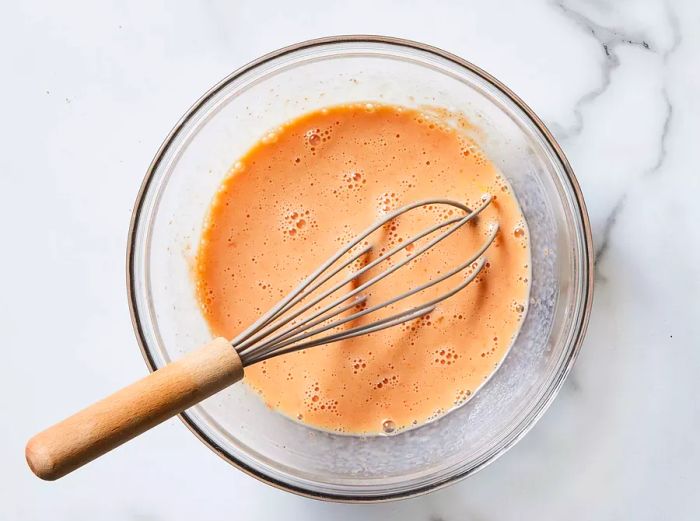 Sauce ingredients mixed together in a bowl