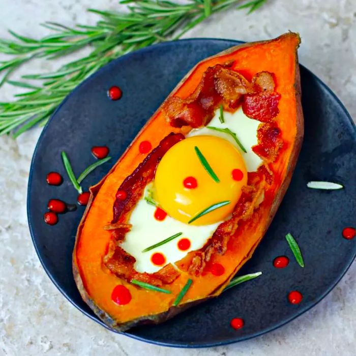 Bacon and Egg Stuffed Sweet Potato