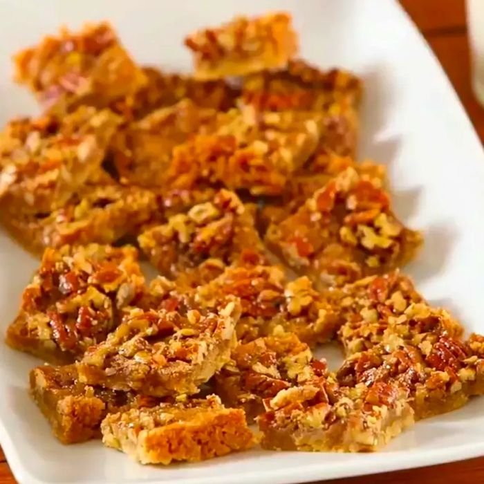 Maple Pecan Shortbread Squares on a Plate