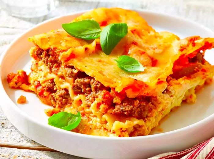 A single serving of easy lasagna