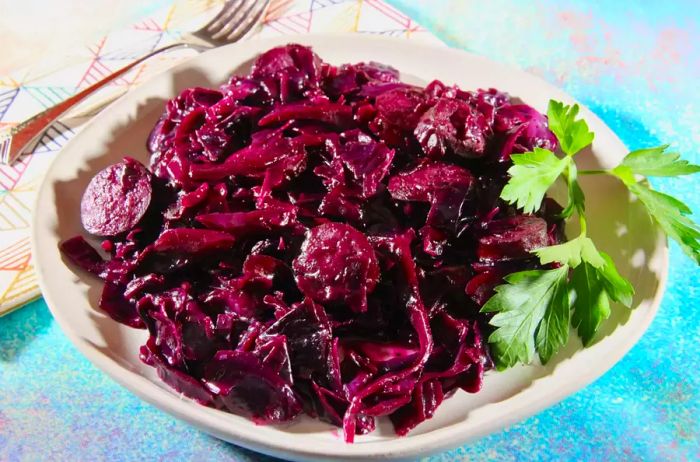 Polish Sausage with Red Cabbage