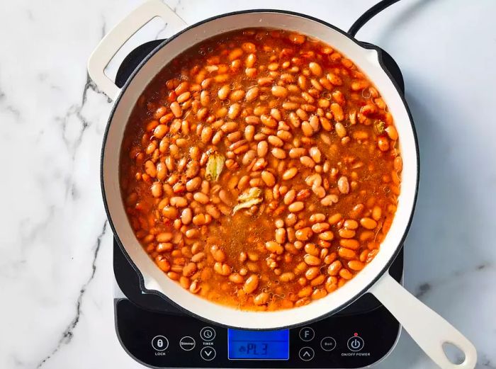 all ingredients added to the skillet and stirred until completely heated