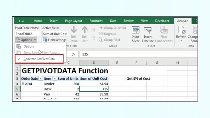 Hướng dẫn tắt tính năng GETPIVOTDATA