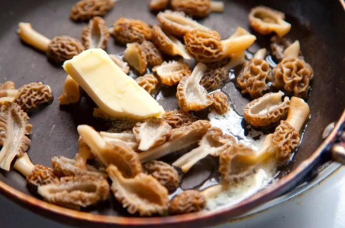 Morel mushrooms sautéed in butter