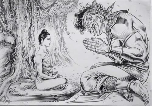 Quỷ lắng nghe lời Phật dạy.
