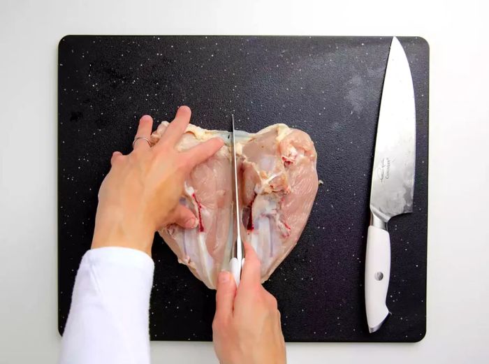 Dissecting a whole chicken into pieces