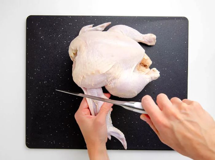 cutting whole chicken