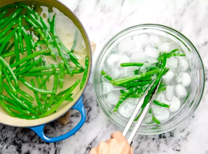 Ice bath blanching process