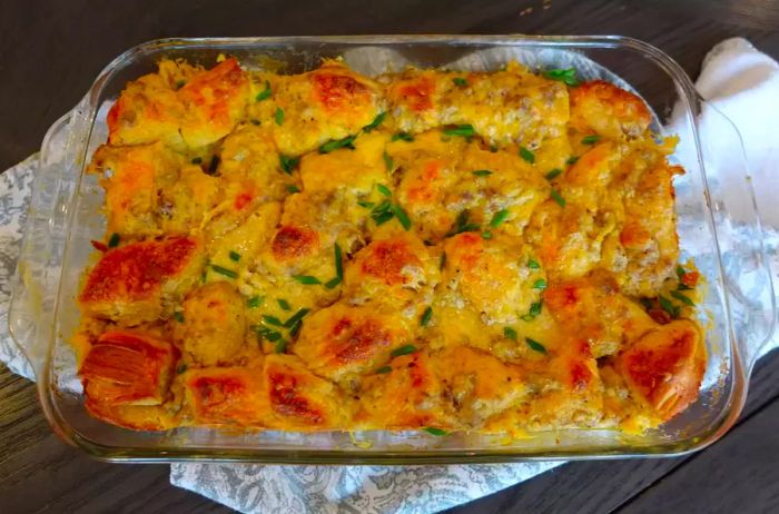 Easy Breakfast Casserole with Biscuits and Gravy