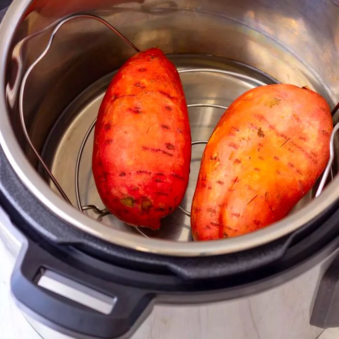 sweet potatoes ready to cook in the Instant Pot