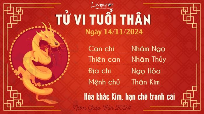 Tử vi hàng ngày 14/11/2024 - Tuổi Thân