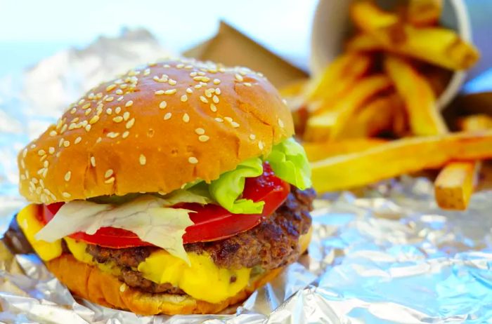 Copycat Five Guys Burger and Fries Wrapped in Foil