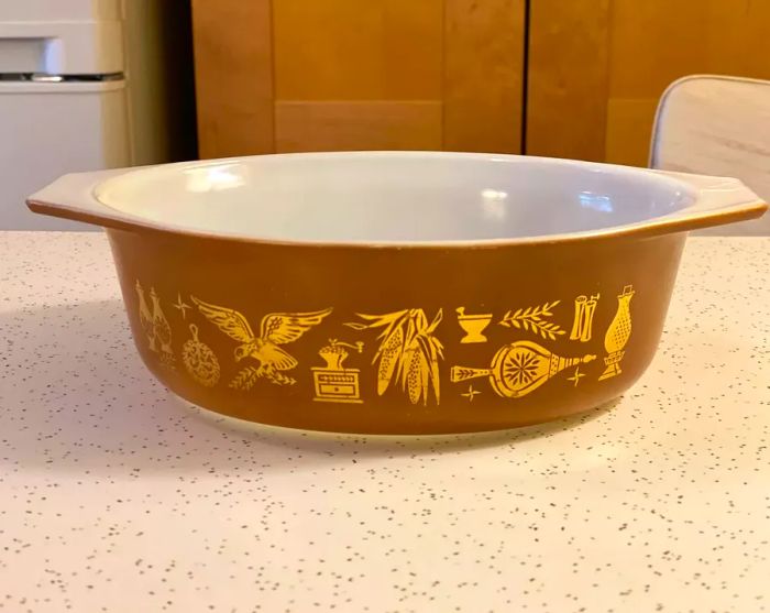 Mid-century brown colonial-style cookware