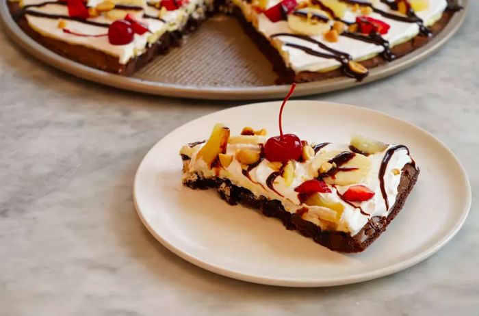 portrait banana split brownie pizza