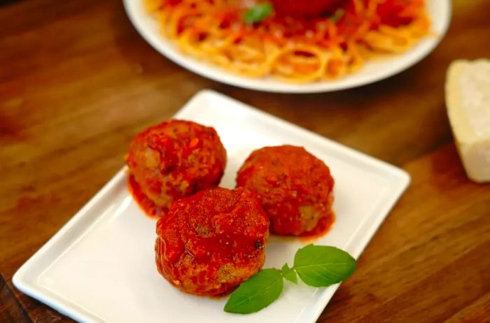 The best easy meatballs, served with spaghetti