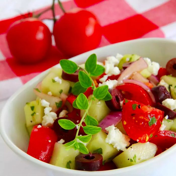 Greek salad in a bowl