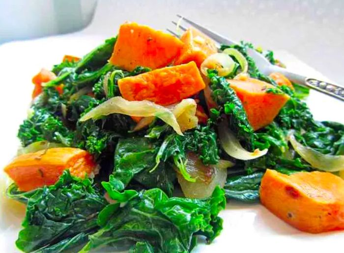 Roasted Yam and Kale Salad