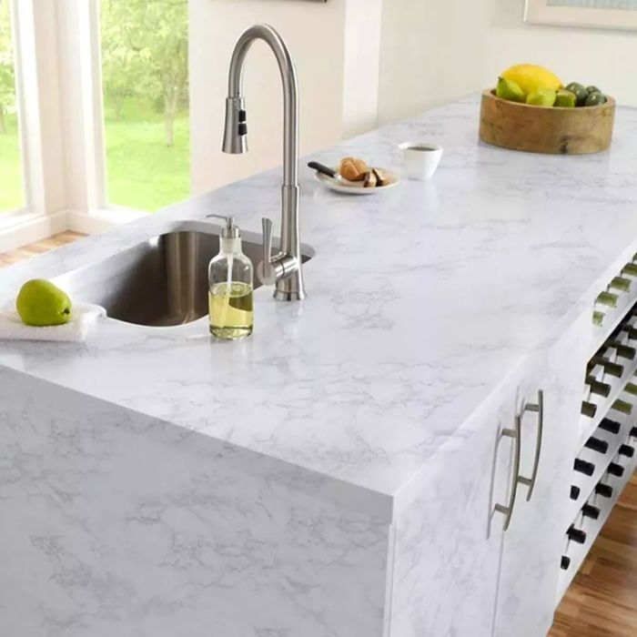 Marble Paper Granite Gray/White Waterproof Self-Adhesive Removable Gloss Vinyl Film for Countertops