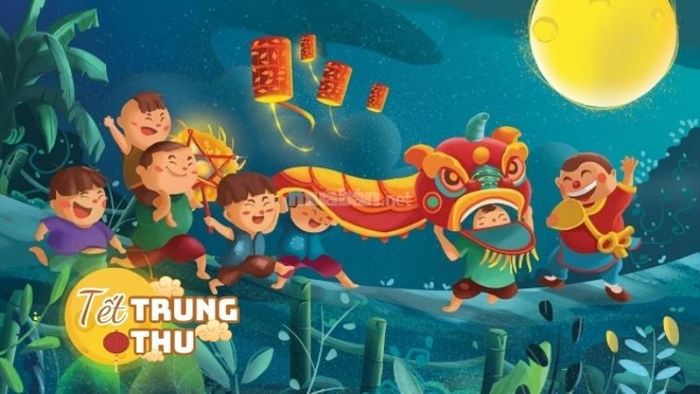 Rước đèn dưới ánh trăng Trung Thu