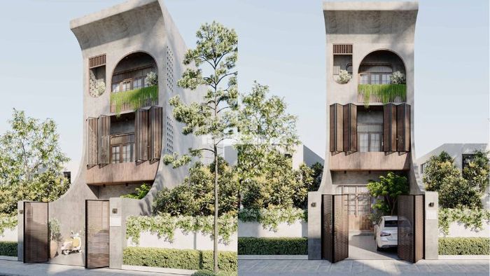 Mặt tiền nhà ống 4m thiết kế Wabi Sabi đẹp mắt