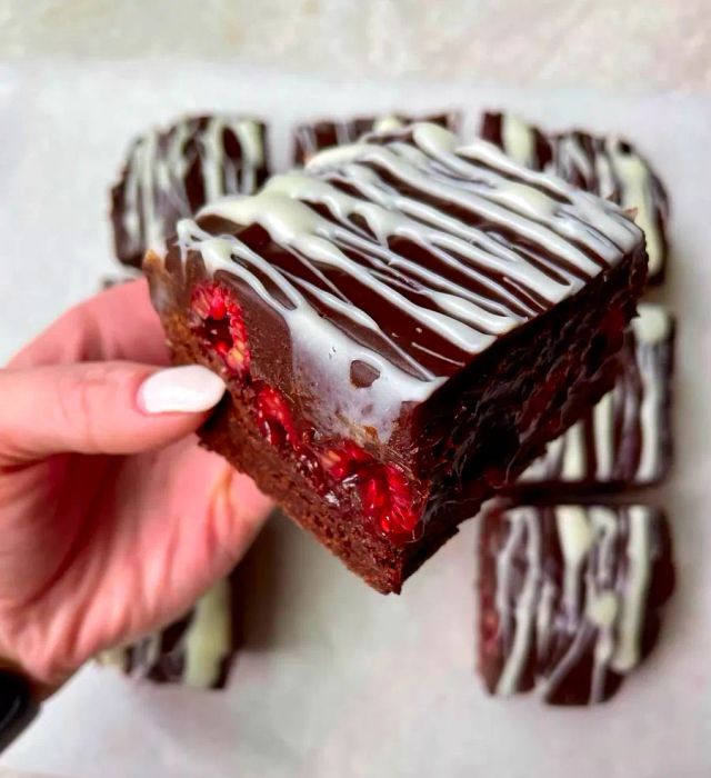 Chocolate-Dipped Raspberry Brownies