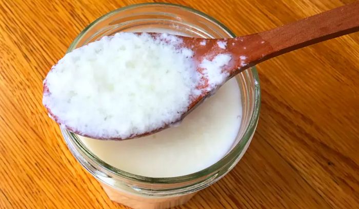 A jar of homemade sour milk