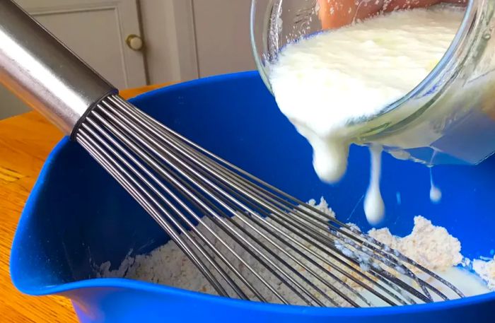 Image of sour milk in a blue bowl