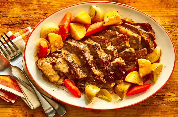 A plate of Delicious Slow Cooker Pot Roast