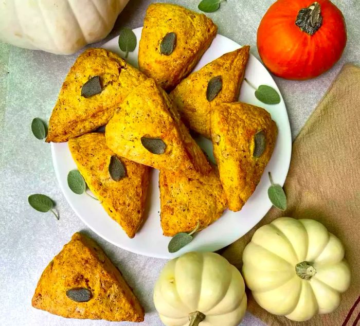 Savory Pumpkin Scones with Walnuts and Sage