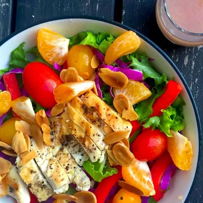 Grilled Chicken Salad with Fresh Seasonal Fruits