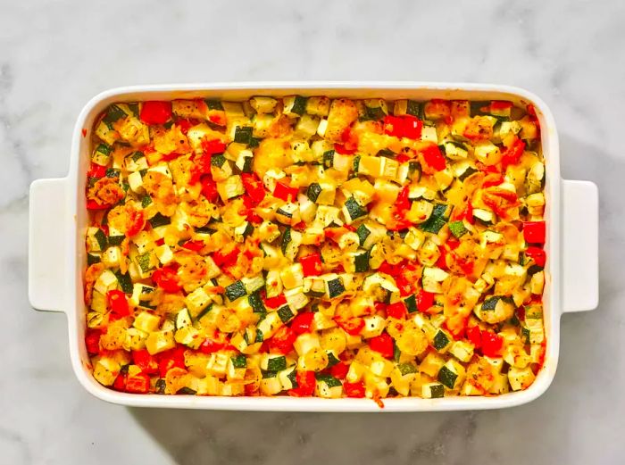 A freshly baked zucchini casserole